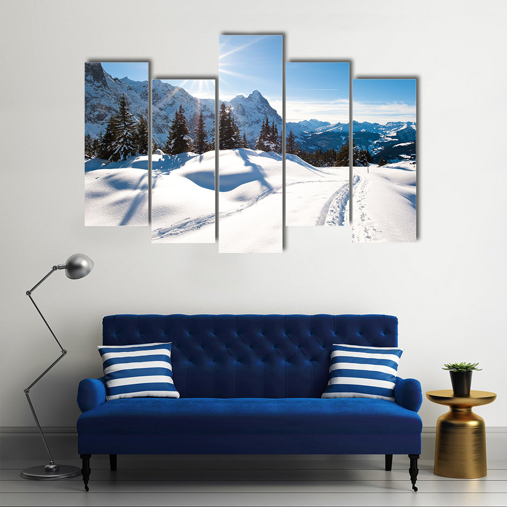 The Grindelward, Switzerland In The Winter, Multi Panel Canvas Wall Art
