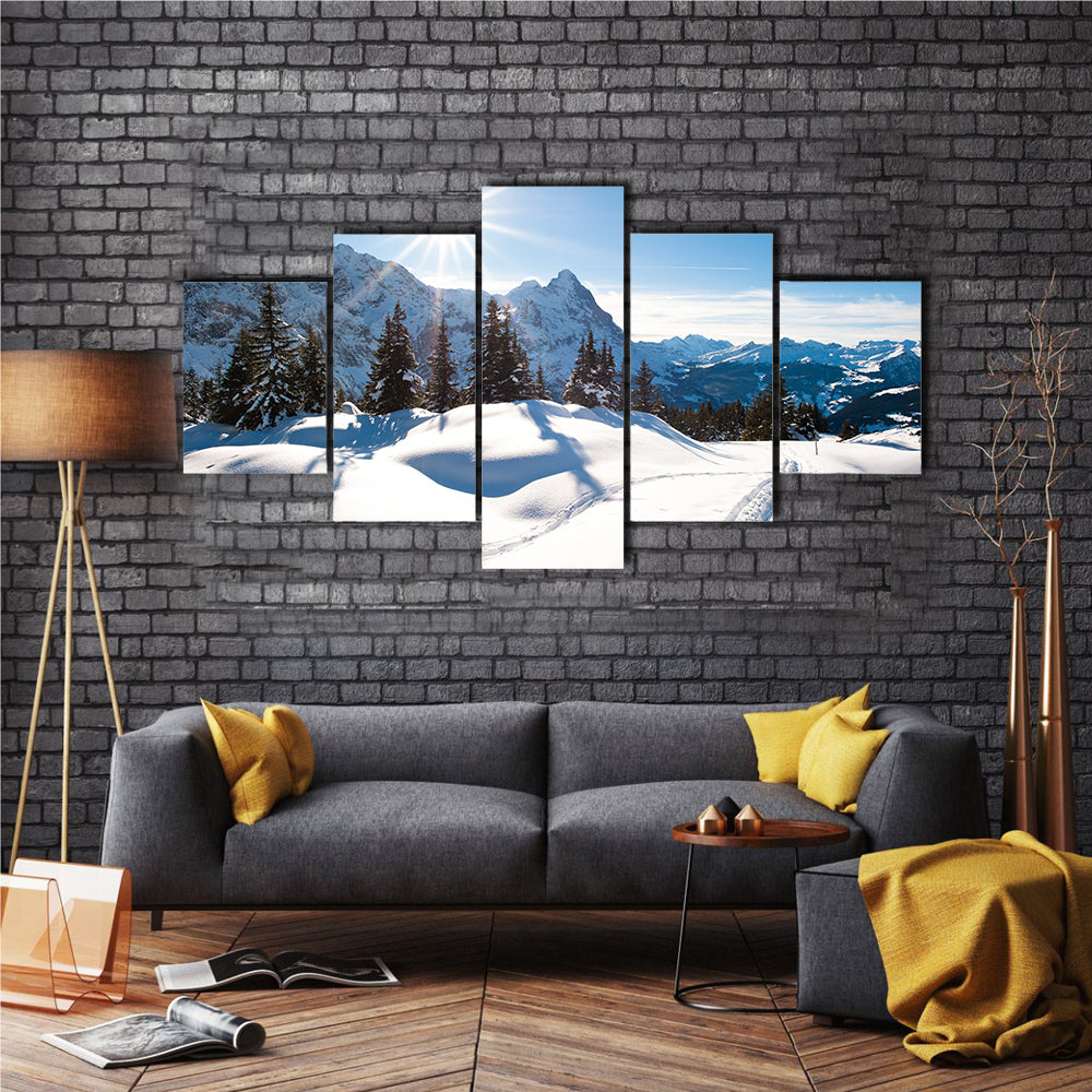 The Grindelward, Switzerland In The Winter, Multi Panel Canvas Wall Art
