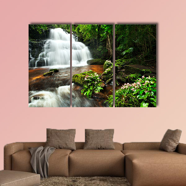 Waterfall in Thai national park multi panel canvas wall art