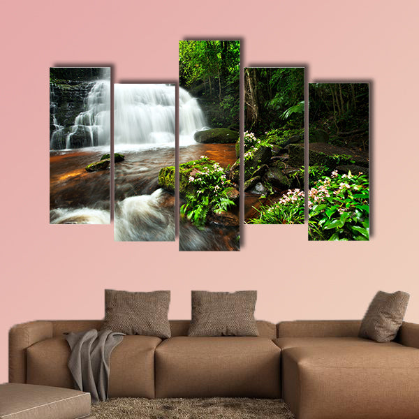 Waterfall in Thai national park multi panel canvas wall art