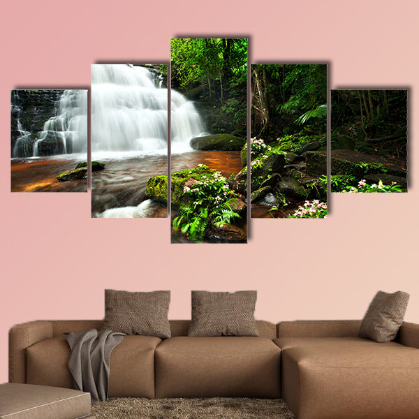 Waterfall in Thai national park multi panel canvas wall art