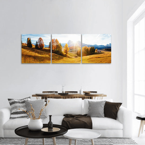 Location place Dolomiti alps, Compaccio, Seiser Alm Europe panoramic canvas wall art