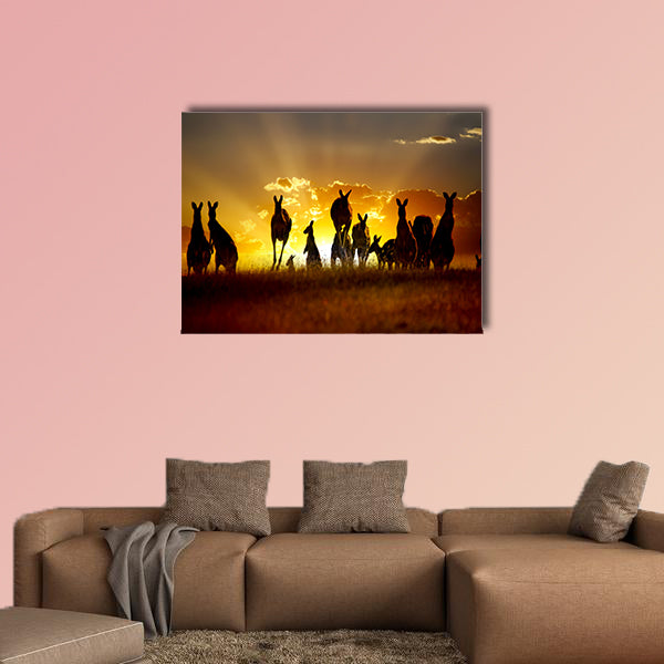 Sunset Australian outback kangaroo series multi panel canvas wall art