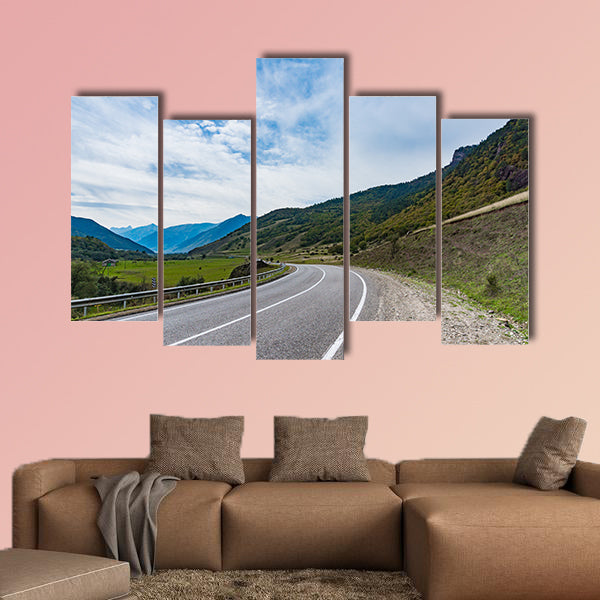 Mountain road at sunset, multi panel canvas wall art
