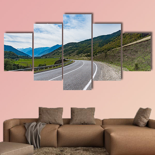 Mountain road at sunset, multi panel canvas wall art