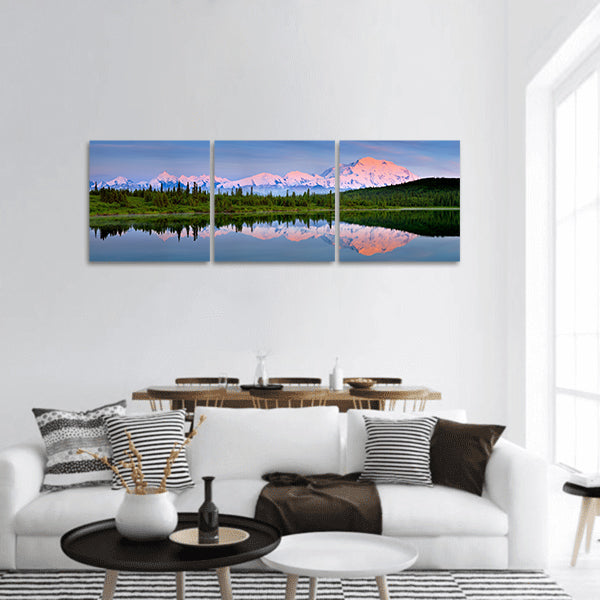 Mount McKinley refkectin in Wonder Lake at Denaki Park  panoramic canvas wall art