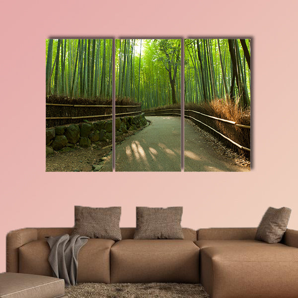 Famous bamboo grove at Arashiyama, Kyoto, Japan multi panel canvas wall art