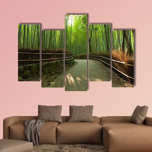 Famous bamboo grove at Arashiyama, Kyoto, Japan multi panel canvas wall art
