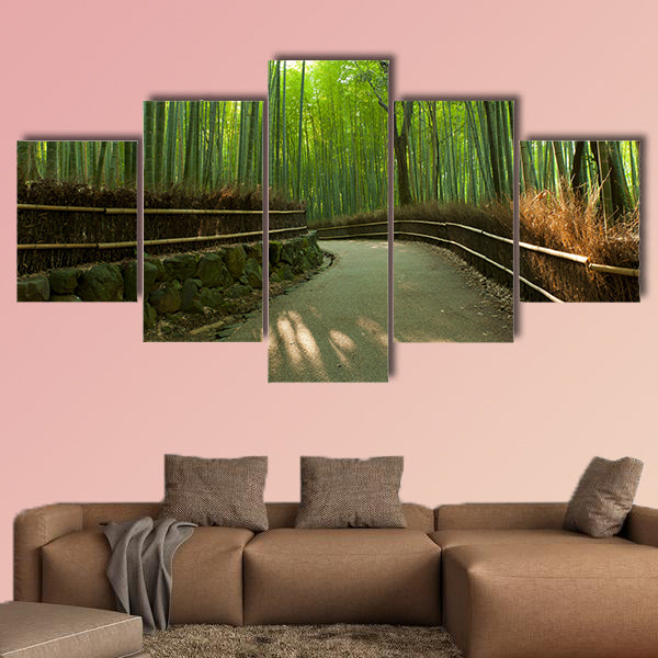 Famous bamboo grove at Arashiyama, Kyoto, Japan multi panel canvas wall art