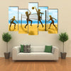 silhouettes of women playing beach volleyball Multi panel canvas wall art