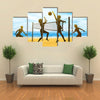 silhouettes of women playing beach volleyball Multi panel canvas wall art