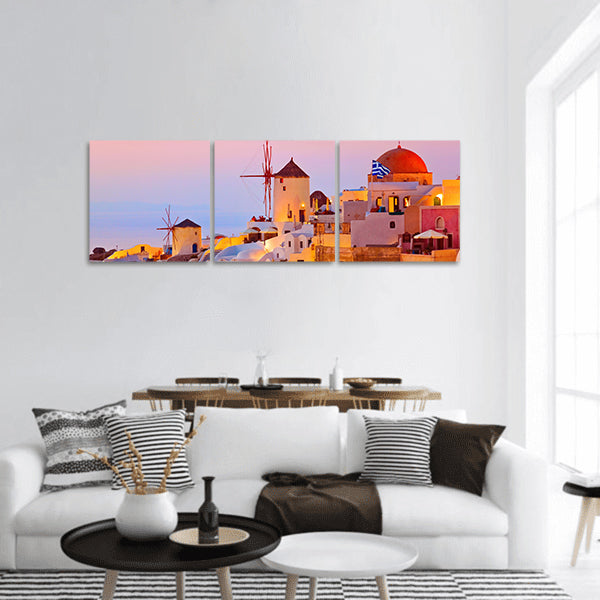 Santorini sunset (Oia) - Greece vacation background panoramic canvas wall art