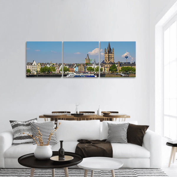 View of the city skyline from river Rhine Germany  panoramic canvas wall art