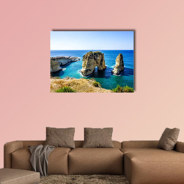 Beirut Raouche Pigeons Rock with Picturesque Sea View multi panel canvas wall art