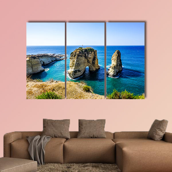Beirut Raouche Pigeons Rock with Picturesque Sea View multi panel canvas wall art