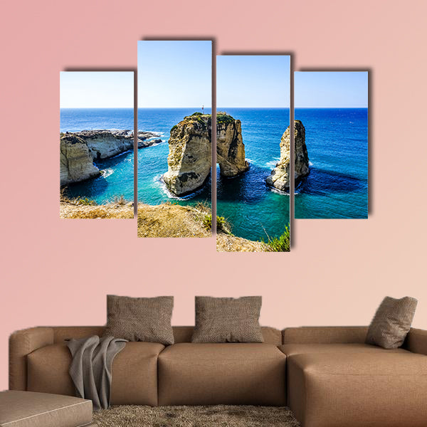 Beirut Raouche Pigeons Rock with Picturesque Sea View multi panel canvas wall art