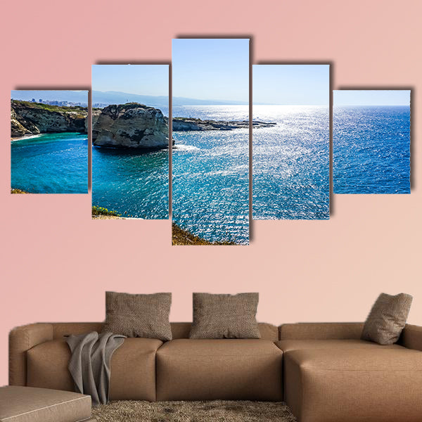 Beirut Raouche Pigeons Rock with Picturesque Sea View multi panel canvas wall art