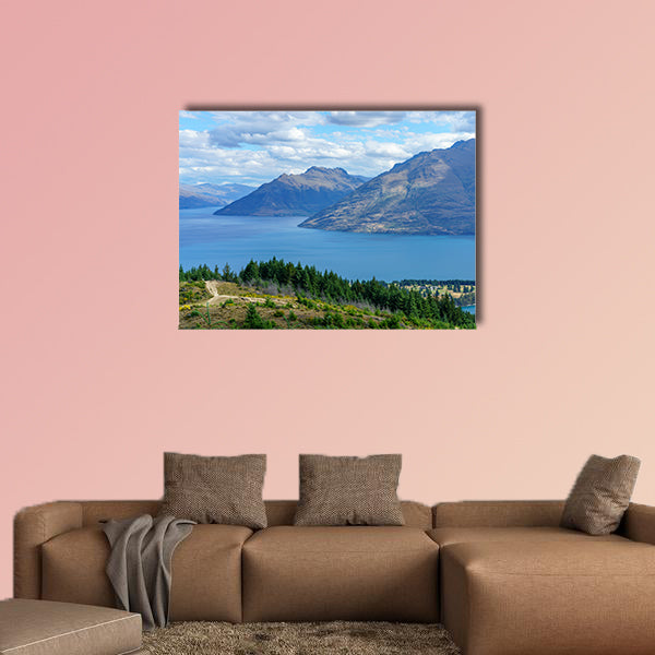 Hiking the Queenstown hill walkway with views of Lake Waktipu multi panel canvas wall art