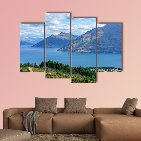 Hiking the Queenstown hill walkway with views of Lake Waktipu multi panel canvas wall art
