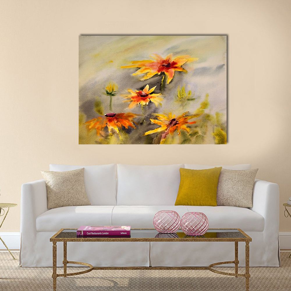 Watercolor painting of the beautiful flowers Multi panel canvas wall art