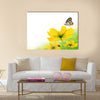 Beautiful yellow floral and butterfly Multi Panel Canvas Wall Art