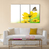 Beautiful yellow floral and butterfly Multi Panel Canvas Wall Art