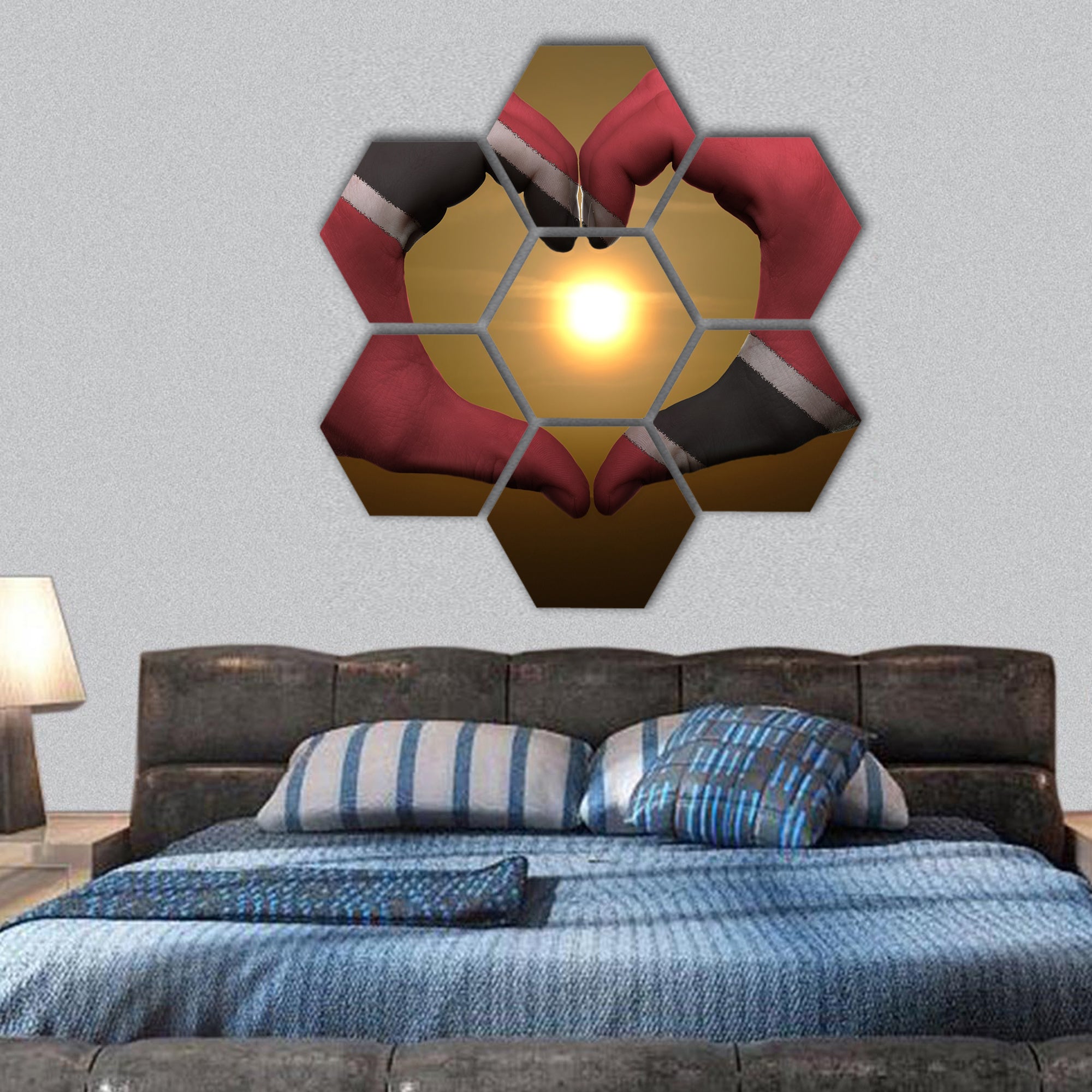 Gesture made by Trinidad Tobago flag hexagonal canvas wall art