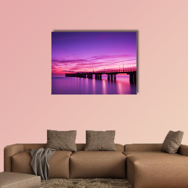 Pier at sunset multi panel canvas wall art