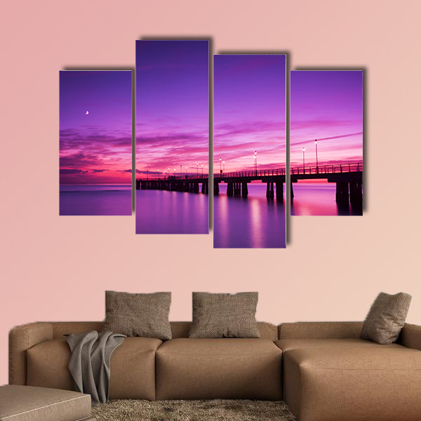 Pier at sunset multi panel canvas wall art