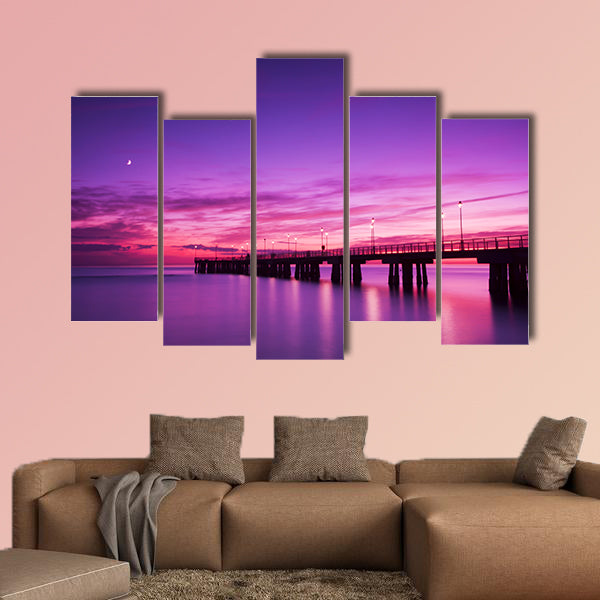 Pier at sunset multi panel canvas wall art
