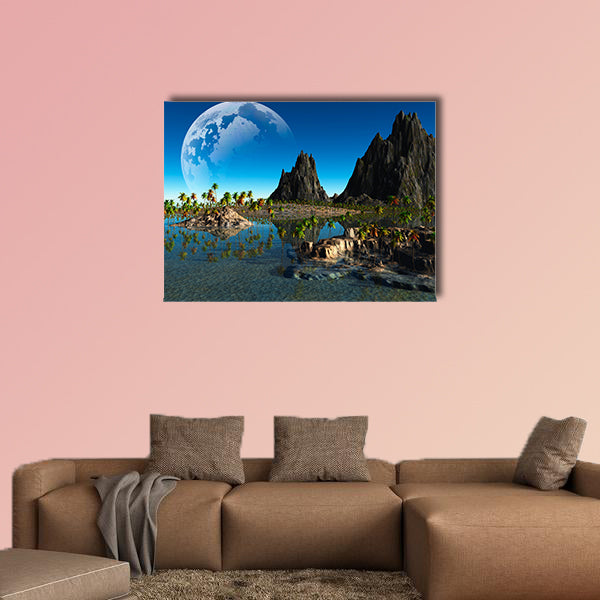 Colorful fantasy landscape multi panel canvas wall art