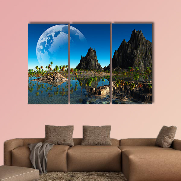 Colorful fantasy landscape multi panel canvas wall art