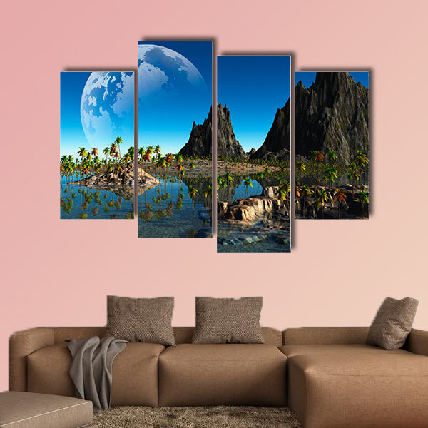 Colorful fantasy landscape multi panel canvas wall art