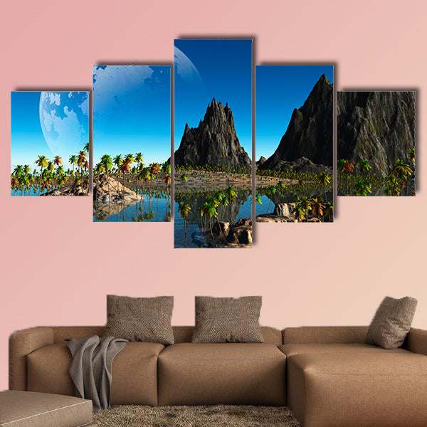 Colorful fantasy landscape multi panel canvas wall art