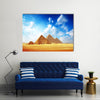 Giza valley with Great pyramids with blue cloudy sky Multi Panel Canvas Wall Art