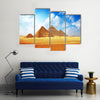 Giza valley with Great pyramids with blue cloudy sky Multi Panel Canvas Wall Art