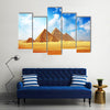 Giza valley with Great pyramids with blue cloudy sky Multi Panel Canvas Wall Art