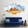 Giza valley with Great pyramids with blue cloudy sky Multi Panel Canvas Wall Art