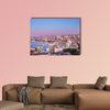 Aerial view of Valparaiso bay from Cerro Alegre Hill at sunset, Chile multi panel canvas wall art