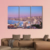 Aerial view of Valparaiso bay from Cerro Alegre Hill at sunset, Chile multi panel canvas wall art