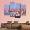 Aerial view of Valparaiso bay from Cerro Alegre Hill at sunset, Chile multi panel canvas wall art