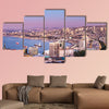 Aerial view of Valparaiso bay from Cerro Alegre Hill at sunset, Chile multi panel canvas wall art