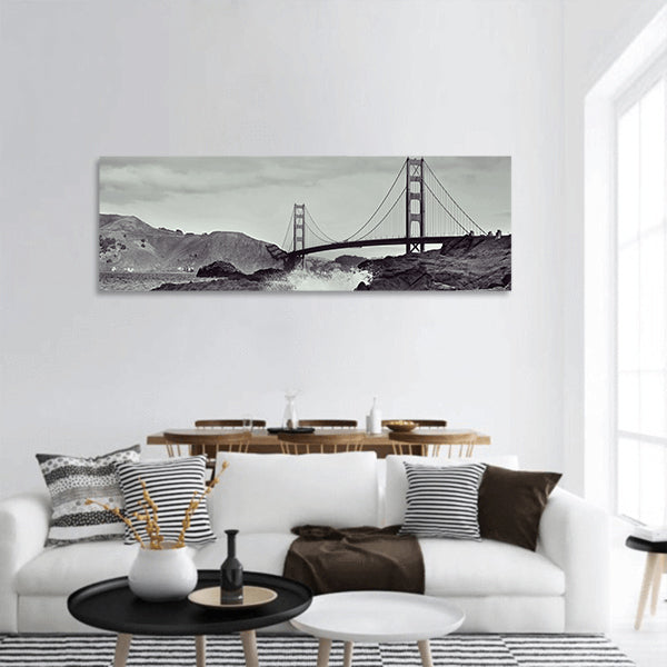 Golden Gate Bridge from Baker Beach in San Francisco, US panoramic canvas wall art