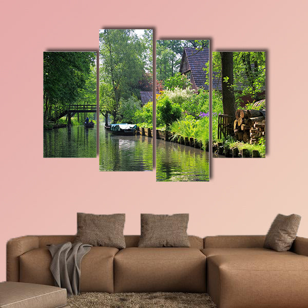 Spree Forest house on the water, Brandenburg multi panel canvas wall art