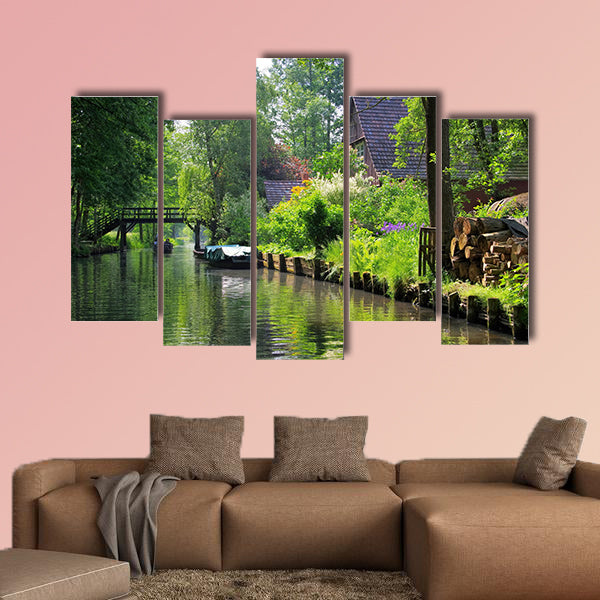Spree Forest house on the water, Brandenburg multi panel canvas wall art