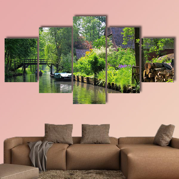 Spree Forest house on the water, Brandenburg multi panel canvas wall art