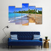 Jamaica. A national boat on sandy coast of a bay Multi panel canvas wall art