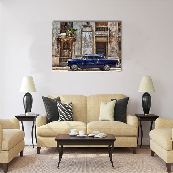 vintage car in Havana, Cuba Multi panel canvas wall art