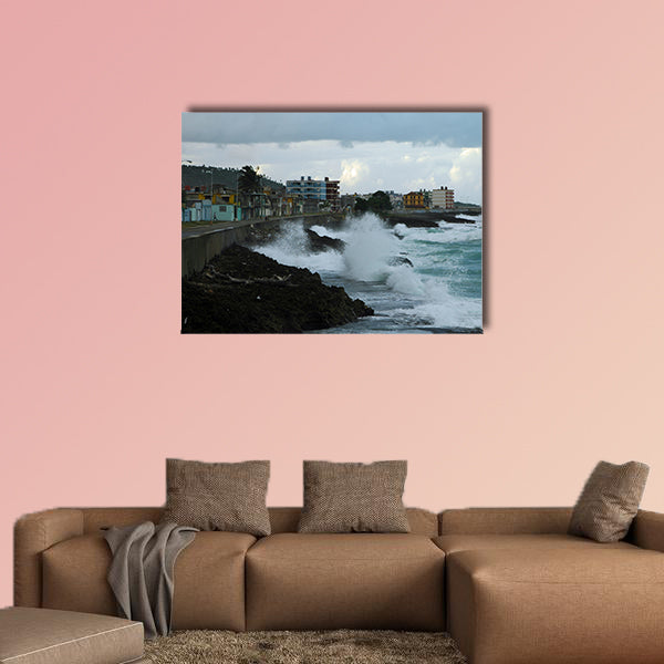 Coastline and cityscape of Baracoa on Cuba multi panel canvas wall art