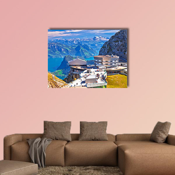 Pilatus Kulm mountain peak and Lucerne Lake view, Switzerland multi panel canvas wall art